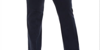 Alfani Women's Tummy Control Faux Leather Trim Trousers Blue Size Petite Small