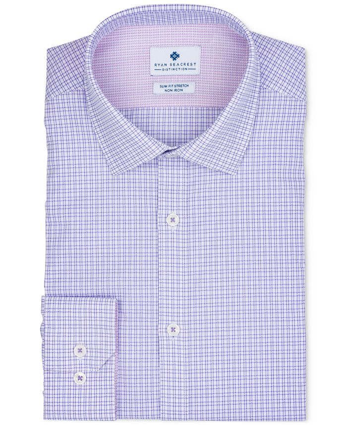 Ryan Seacrest Distinction Men's Plaid Dress Shirt Purple Size 11