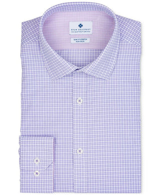 Ryan Seacrest Distinction Men's Plaid Dress Shirt Purple Size 11