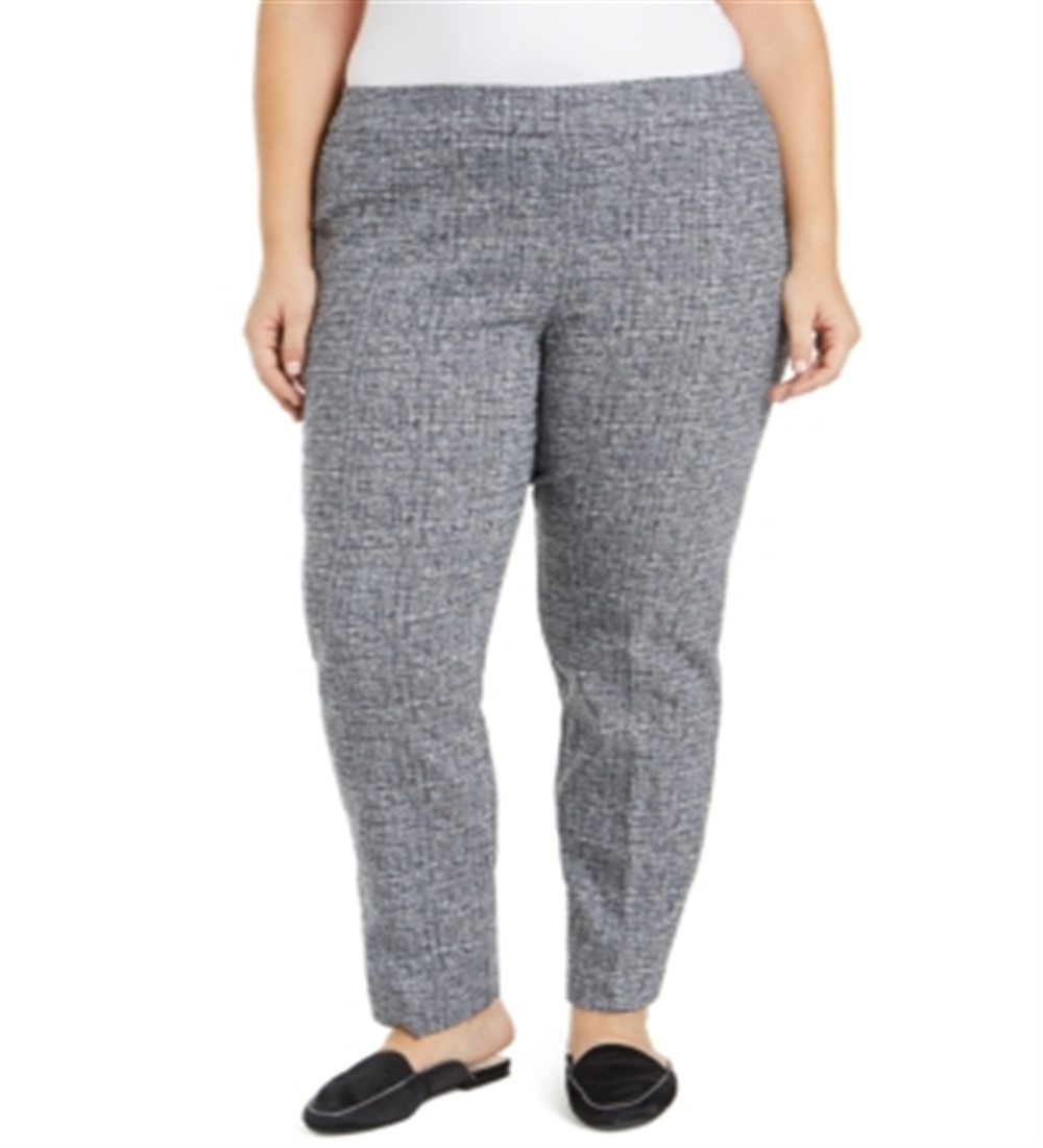 JM Collection Women's Plus Jacquard Straight Leg Pants -Gray Size 16W