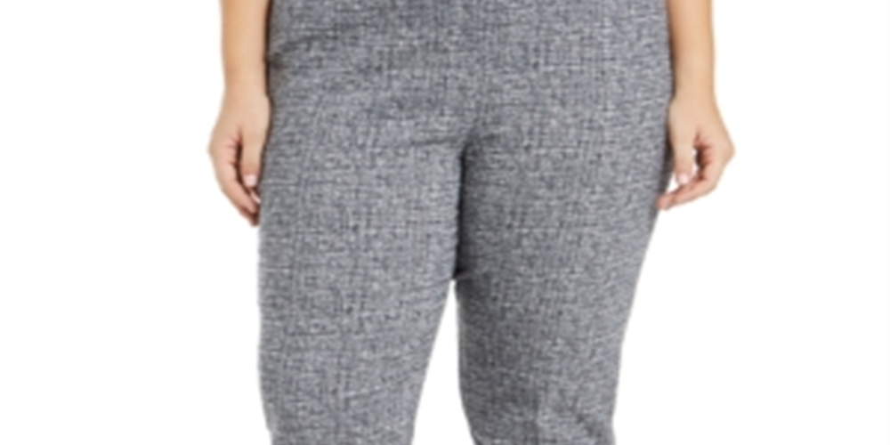 JM Collection Women's Plus Jacquard Straight Leg Pants -Gray Size 16W