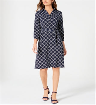 Charter Club Women's Plaid Polo Shirtdress Blue Size X-Large