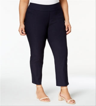 Charter Club Women's Cambridge Tummy Control Pull on Pants Blue Size 18W