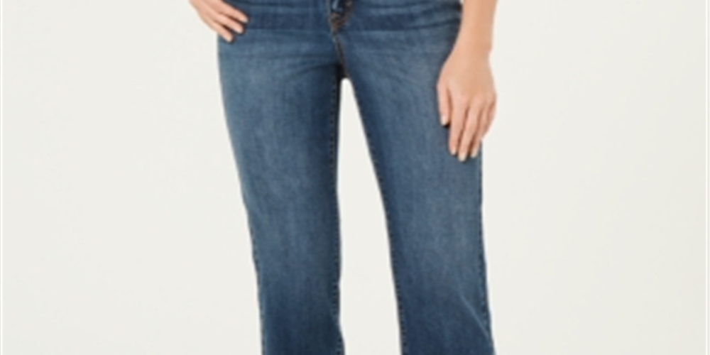 Style & Co Women's Grommet TrimStraight Leg Cropped Jeans Blue Size 6