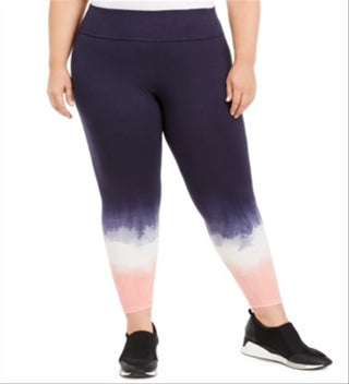 Ideology Women's Blurred Tie Dyed Leggings Purple Size 3X