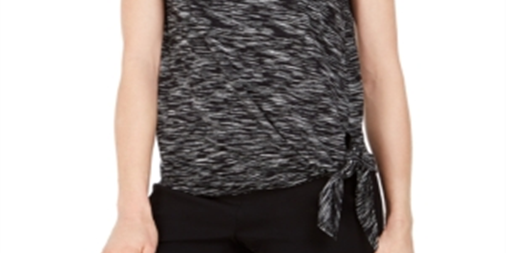 JM Collection Women's Tie Hem T-Shirt Black Size Medium