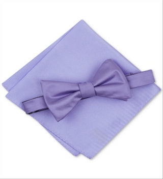 Alfani Men's Satin Pocket Square Bow Tie Purple Size Regular