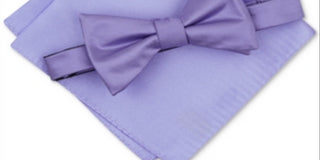 Alfani Men's Satin Pocket Square Bow Tie Purple Size Regular