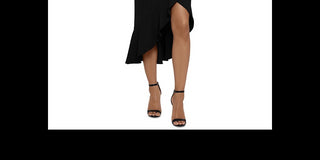 Xscape Women's Ruffled Fit & Flare MIDI Dress Black Size -13/14