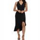 Xscape Women's Ruffled Fit & Flare MIDI Dress Black Size -13/14