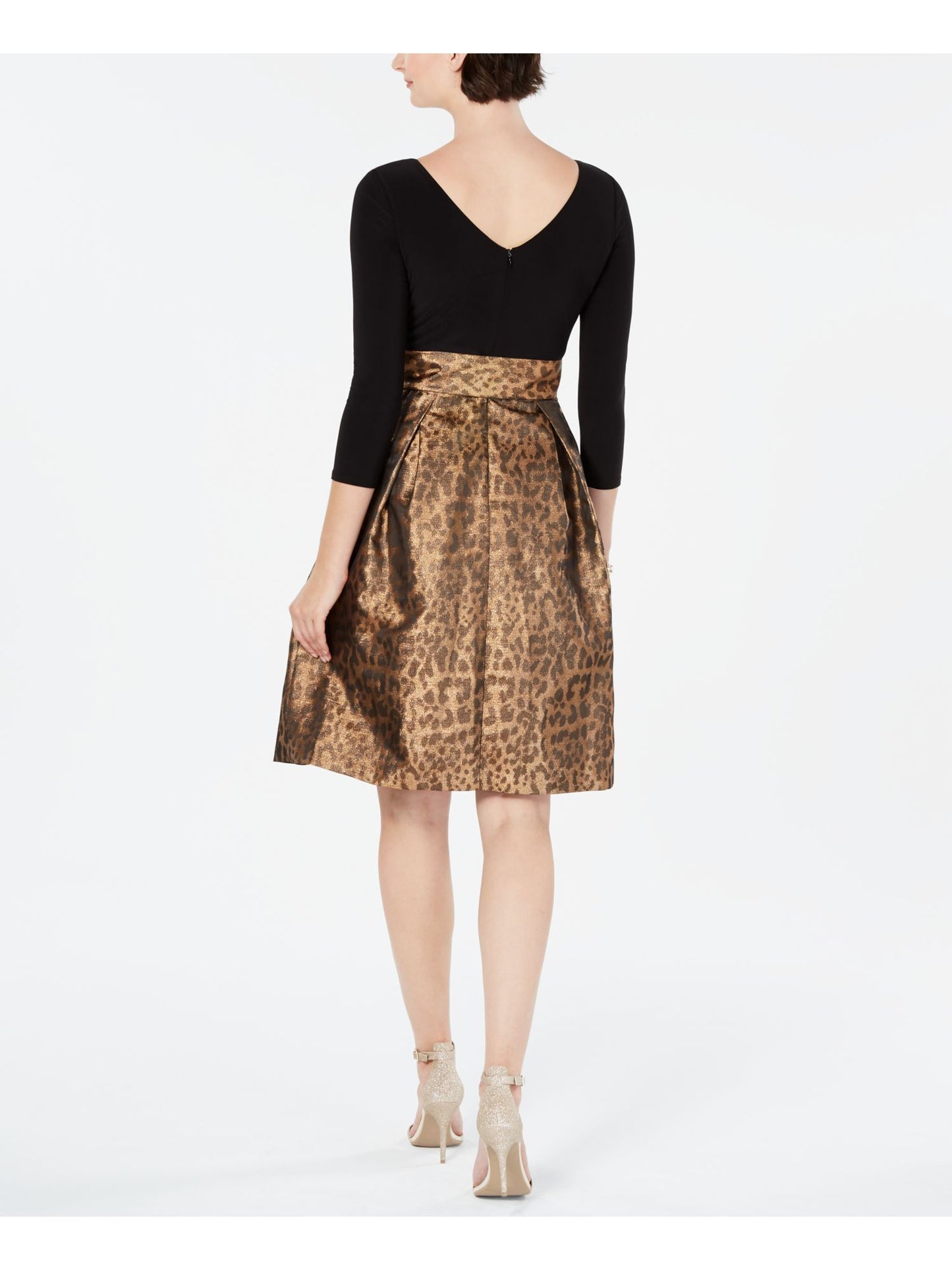 Jessica Howard Women's Cheetah Party Dress Black Size 14 Petite