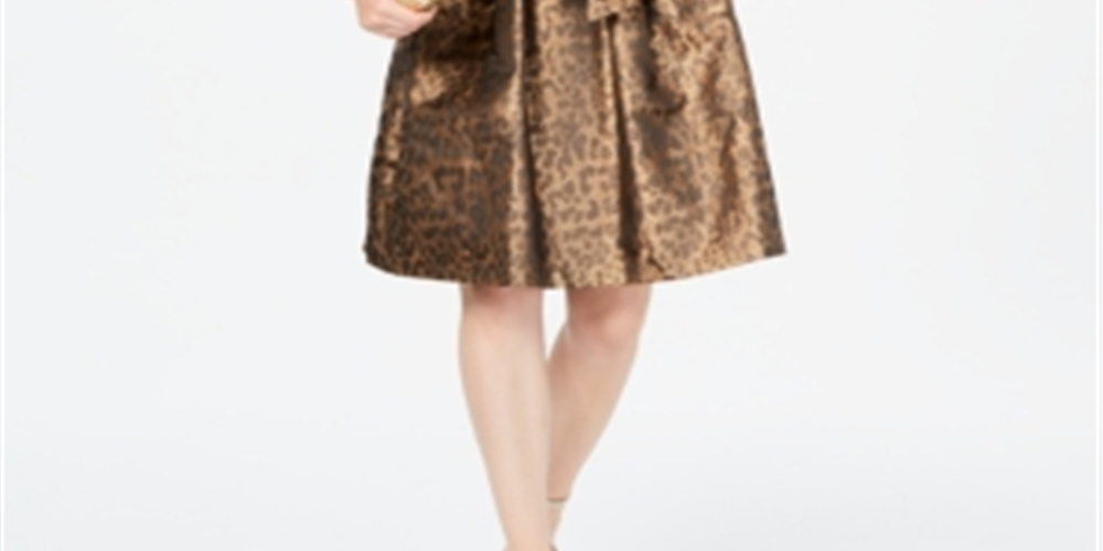 Jessica Howard Women's Cheetah Party Dress Black Size 14 Petite