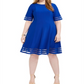 Jessica Howard Women's Plus Illusion Detail Fit & Flare Dress Blue Size 20W