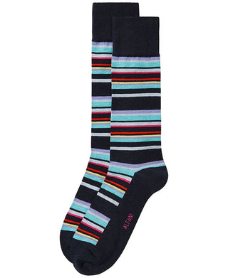 Alfani Men's Moisture Wicking Crew Socks Stripe V Stripe Turtle Blue Size Regular