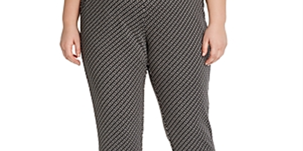 Michael Kors Women's Plus Cropped Chain-Print Pants Black Size 0X