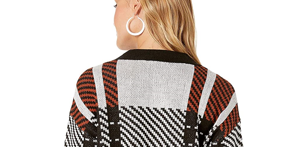 Sanctuary Women's Plaid You Made It Cardi Carnelian Plaid Sweater Brown Size S