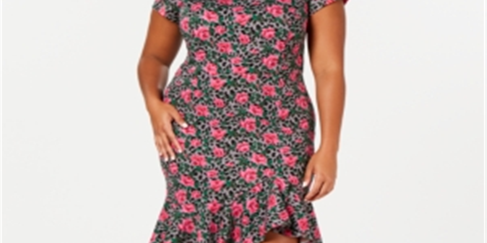 Betsey Johnson Women's Plus Flounce Hem Sheath Dress Pink Size 18W