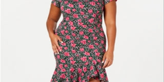 Betsey Johnson Women's Plus Flounce Hem Sheath Dress Pink Size 18W