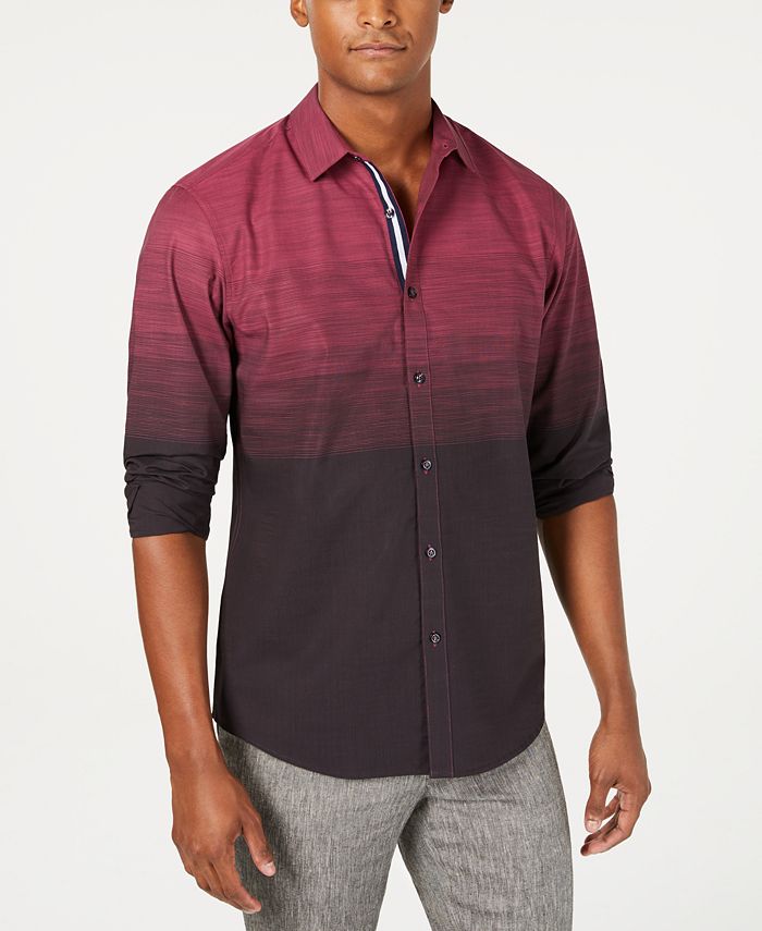 INC Men's Freddie Cotton Collared Button-Down Shirt Pink Size Medium