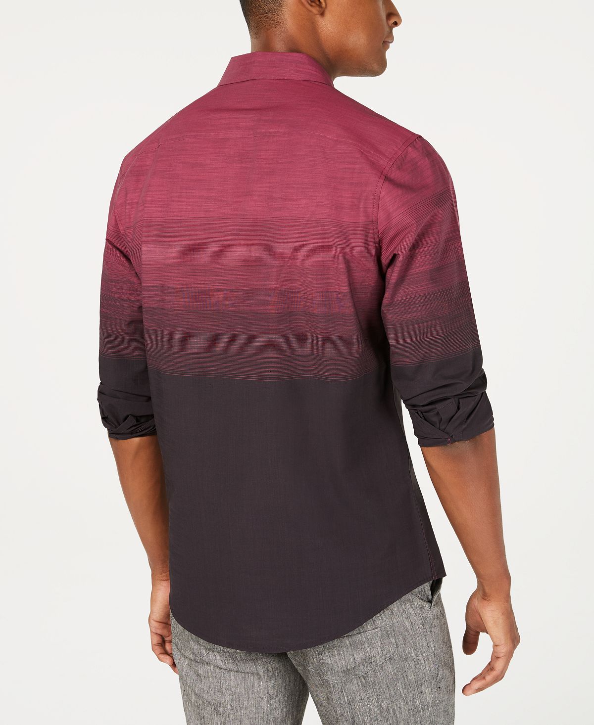 INC Men's Freddie Cotton Collared Button-Down Shirt Pink Size Medium