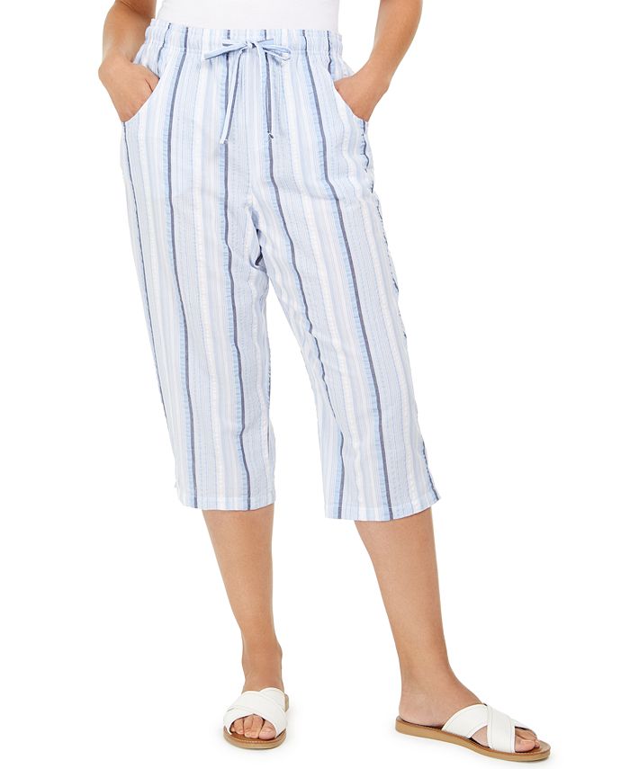 Karen Scott Striped Capri Blue Size XS