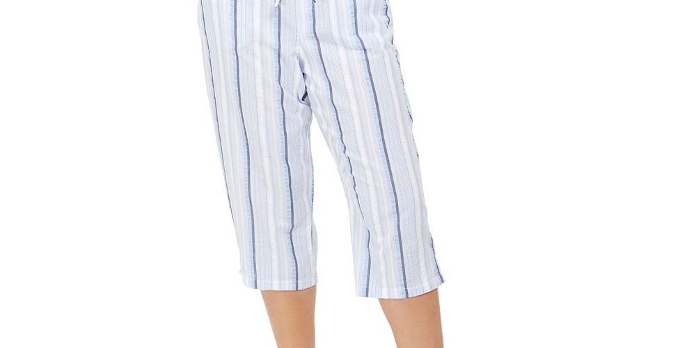 Karen Scott Striped Capri Blue Size XS