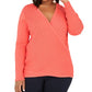 INC International Concepts Women's Surplice Pullover Sweater Orange Size 0X