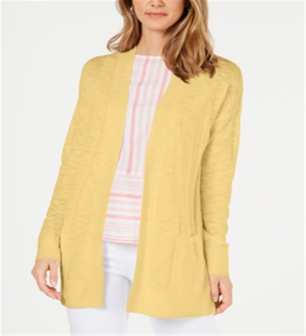 Charter Club Women's Cotton Long Cardigan Yellow Size Medium