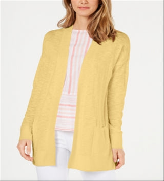 Charter Club Women's Cotton Long Cardigan Yellow Size Medium