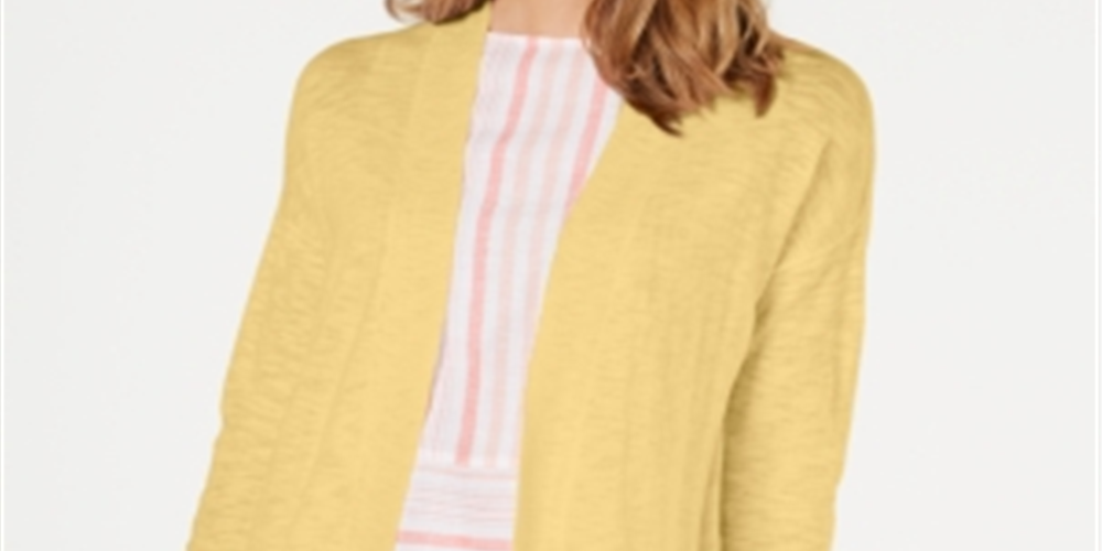 Charter Club Women's Cotton Long Cardigan Yellow Size Medium