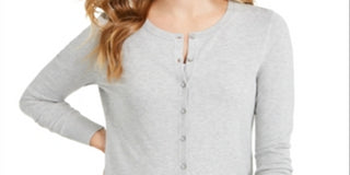 Charter Club Women's Long Sleeve Button Front Cardigan Gray Size Medium