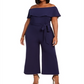 Almost Famous Women's Trendy Plus Off Shoulder Jumpsuit Blue Size 1X