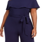 Almost Famous Women's Trendy Plus Off Shoulder Jumpsuit Blue Size 1X