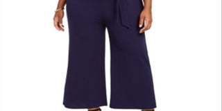 Almost Famous Women's Trendy Plus Off Shoulder Jumpsuit Blue Size 1X