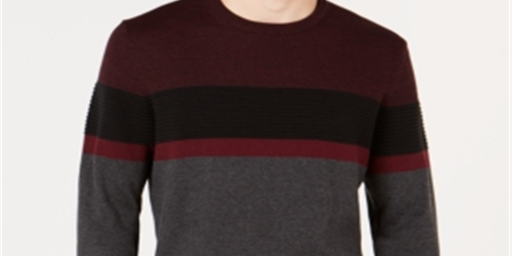 Alfani Men's Long Sleeve Crew Neck Pullover Sweater Gray Size Small