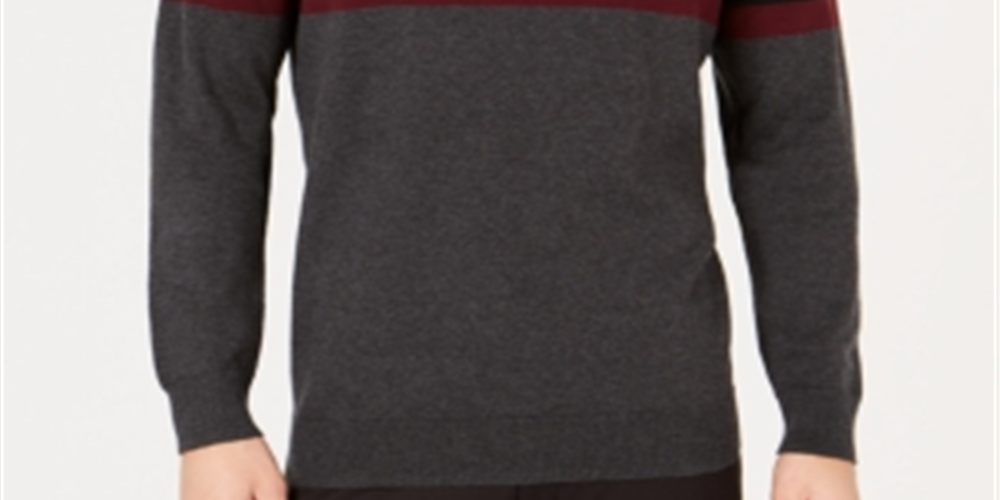 Alfani Men's Long Sleeve Crew Neck Pullover Sweater Gray Size Small