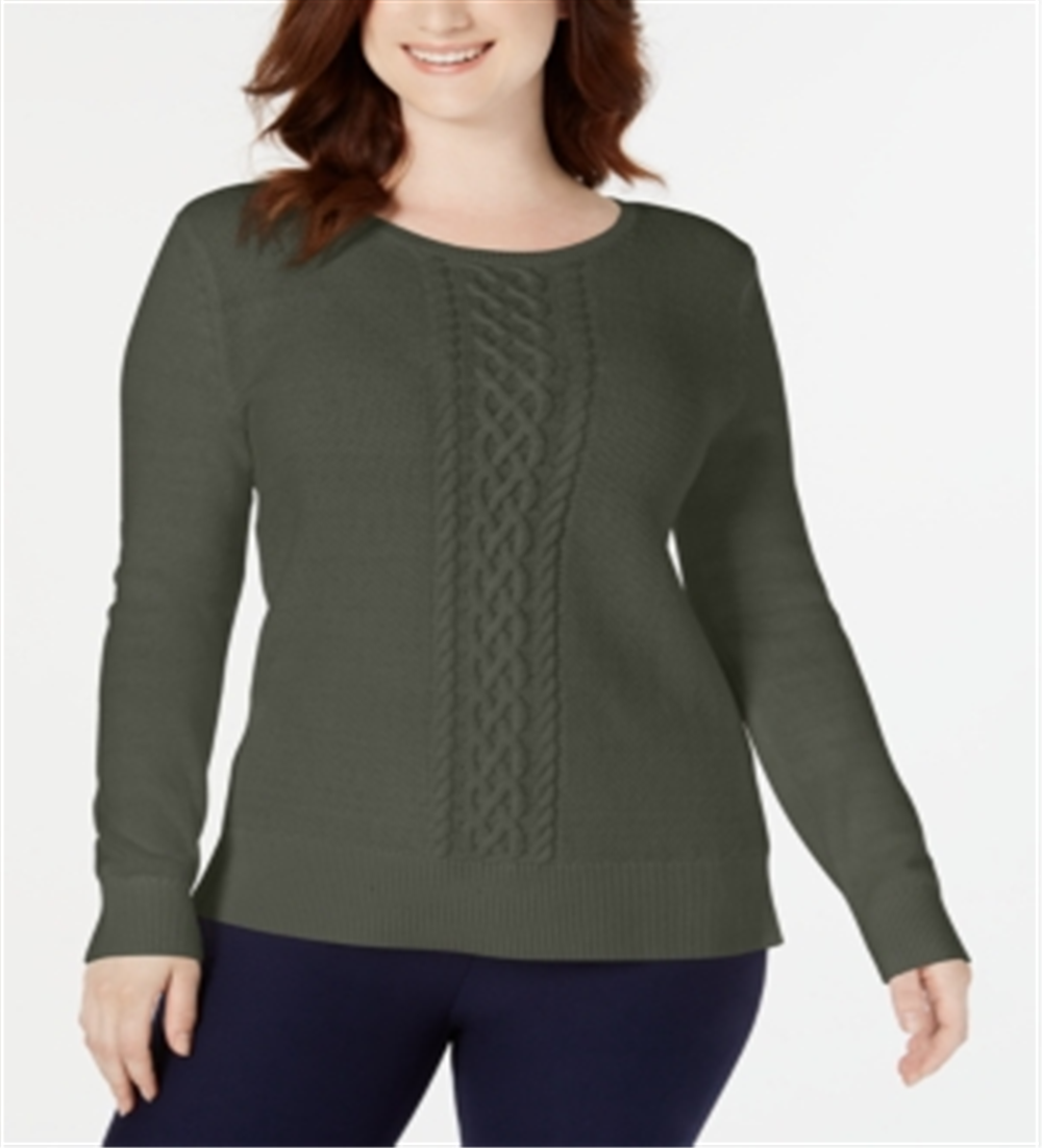 Karen Scott Women's Cable Knit Sweater Green Size XXL