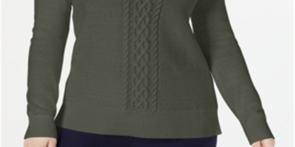 Karen Scott Women's Cable Knit Sweater Green Size XXL
