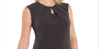 Kasper Women's Printed Keyhole Top Brown Size Large