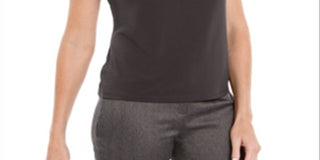 Kasper Women's Printed Keyhole Top Brown Size Large