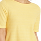 Charter Club Women's Cotton Texture Striped Elbow Sleeve Top Yellow Size X-Large