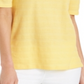 Charter Club Women's Cotton Texture Striped Elbow Sleeve Top Yellow Size X-Large