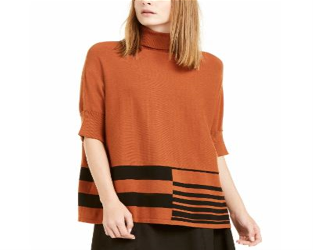 Alfani Women's Printed Poncho Sweater Brown Size 2XL
