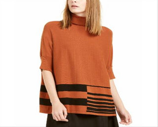 Alfani Women's Printed Poncho Sweater Brown Size 2XL