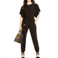 Michael Kors Women's Solid Short Sleeve Dolman Jumpsuit & Rompers Black Size Medium