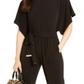Michael Kors Women's Solid Short Sleeve Dolman Jumpsuit & Rompers Black Size Medium