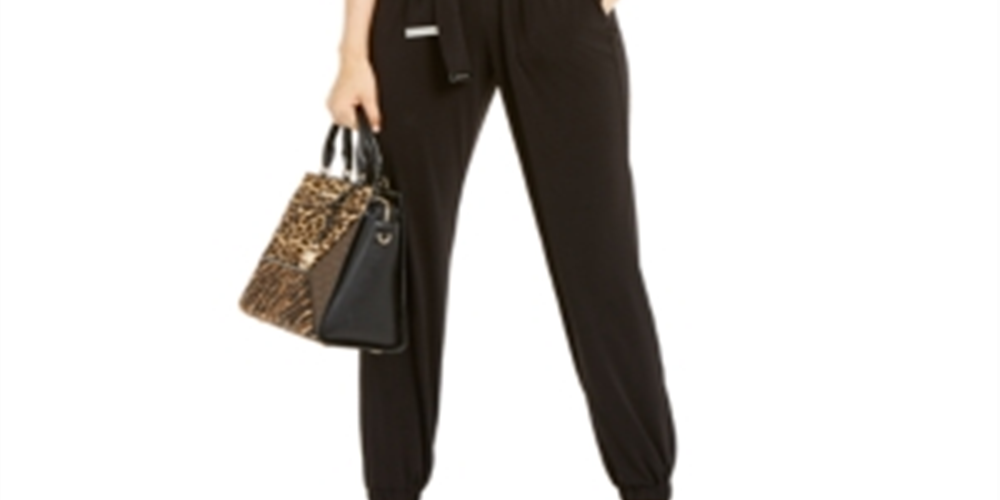 Michael Kors Women's Solid Short Sleeve Dolman Jumpsuit & Rompers Black Size Medium