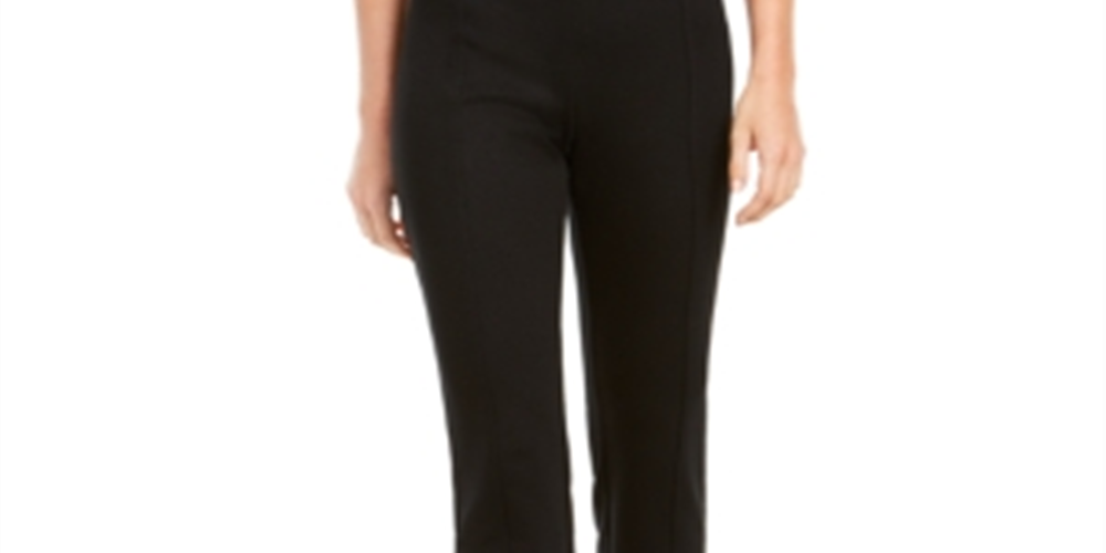 INC International Concepts Women's Curvy Straight Leg Pants Black Size12