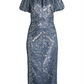 Aidan Mattox Women's Beaded Keyhole MIDI Dress Blue Grey - Size 6
