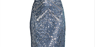 Aidan Mattox Women's Beaded Keyhole MIDI Dress Blue Grey - Size 6
